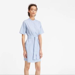 Everlane Cotton Collarless Belted Dress